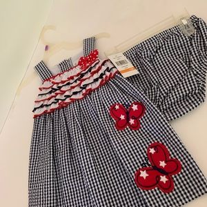 Red, White & Blue Emily Rose Navy Gingham with Butterflies